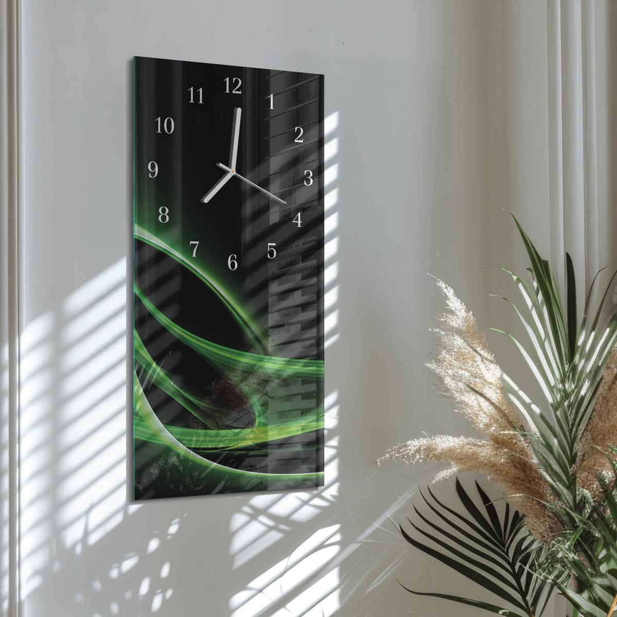 WANDUHR aus Glas 30x60 cm - Abstraktion - Schwarz, Glas (30/60/0.4cm) - TULUP