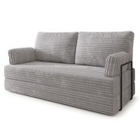 BETTSOFA SILAR aus Schaumstoff Kordstoff Hellgrau Schlaffunktion - Grau, Textil (170/86/80cm) - MASSENO
