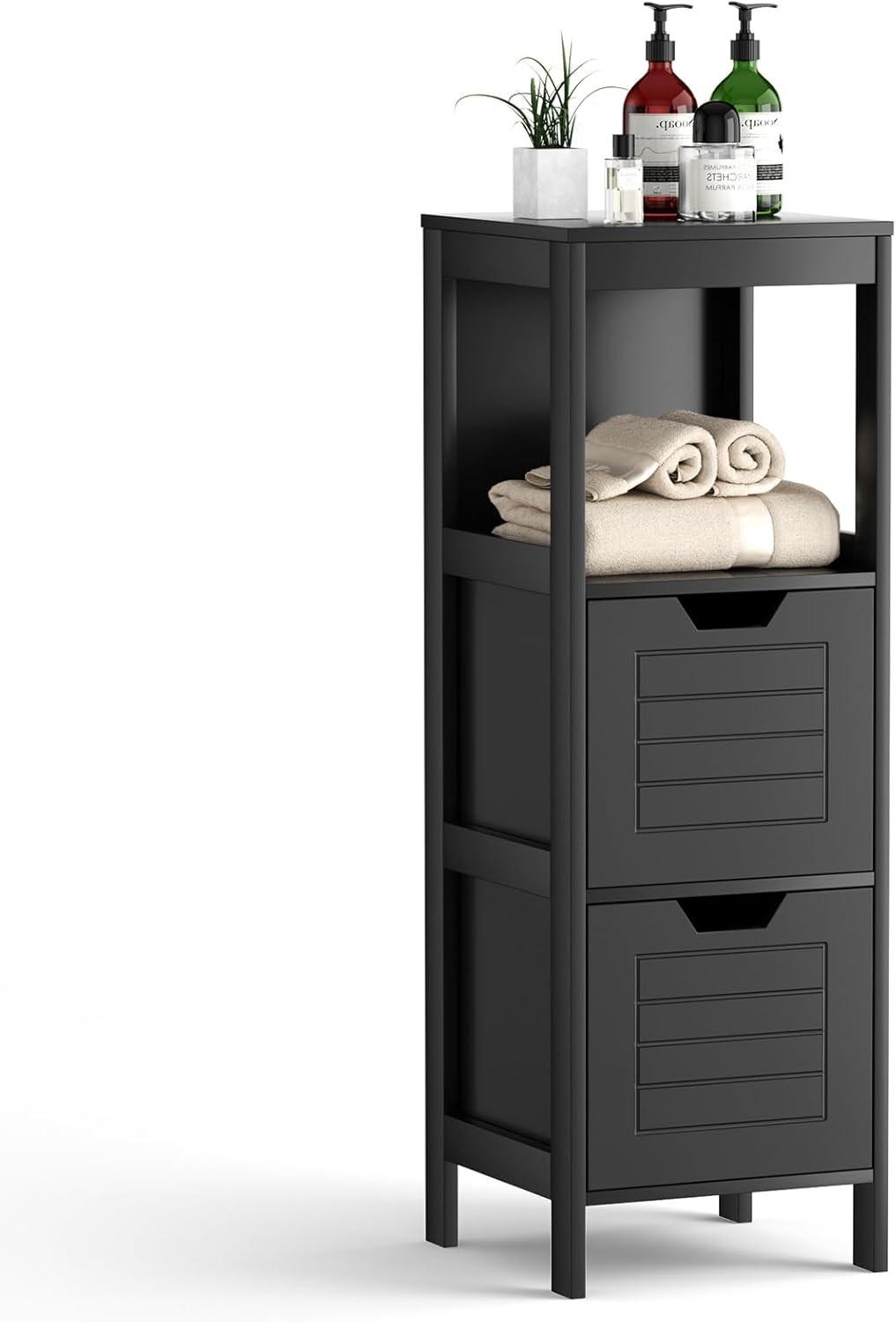 BADKOMMODE Schwarz - Schwarz, Holz (30/89/30cm) - COSTWAY