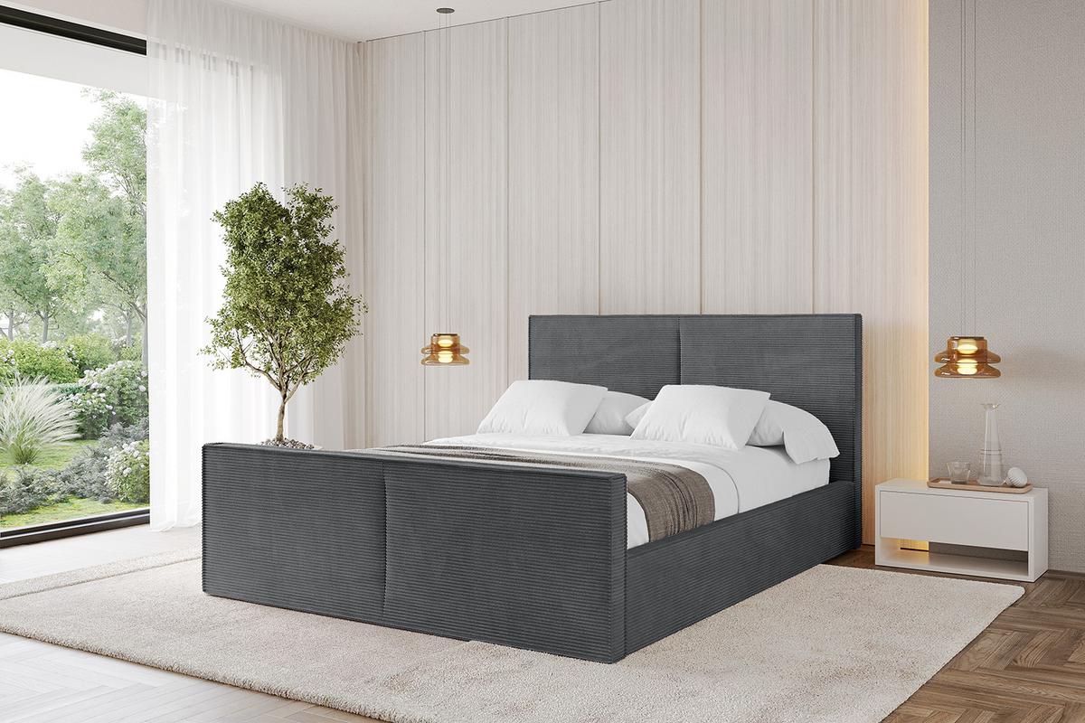 POLSTERBETT mit Bettkasten, Fußteil und Lattenrost, Boxbett ohne Matratze - VANTO-Z 180x200 Dunkelgrau - Anthrazit, Holzwerkstoff/Textil (180/200cm) - ALTDECOR