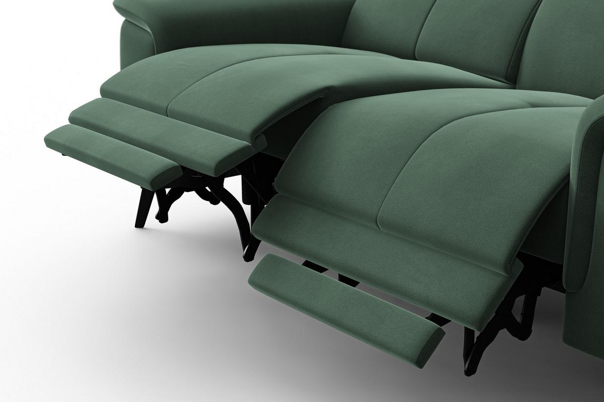 SOFA RELAX FIERO 2-Sitzer, Grüner Veloursstoff - Schwarz/Grün, Holz/Textil (170/82/103cm) - Courtois Laville