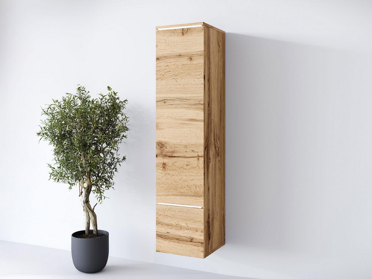 HÄNGEVITRINE Vera 001 mit LED Beleuchtung - Eiche Wotan/Alufarben, Holzwerkstoff/Kunststoff (30/130/33cm) - MIRJAN24