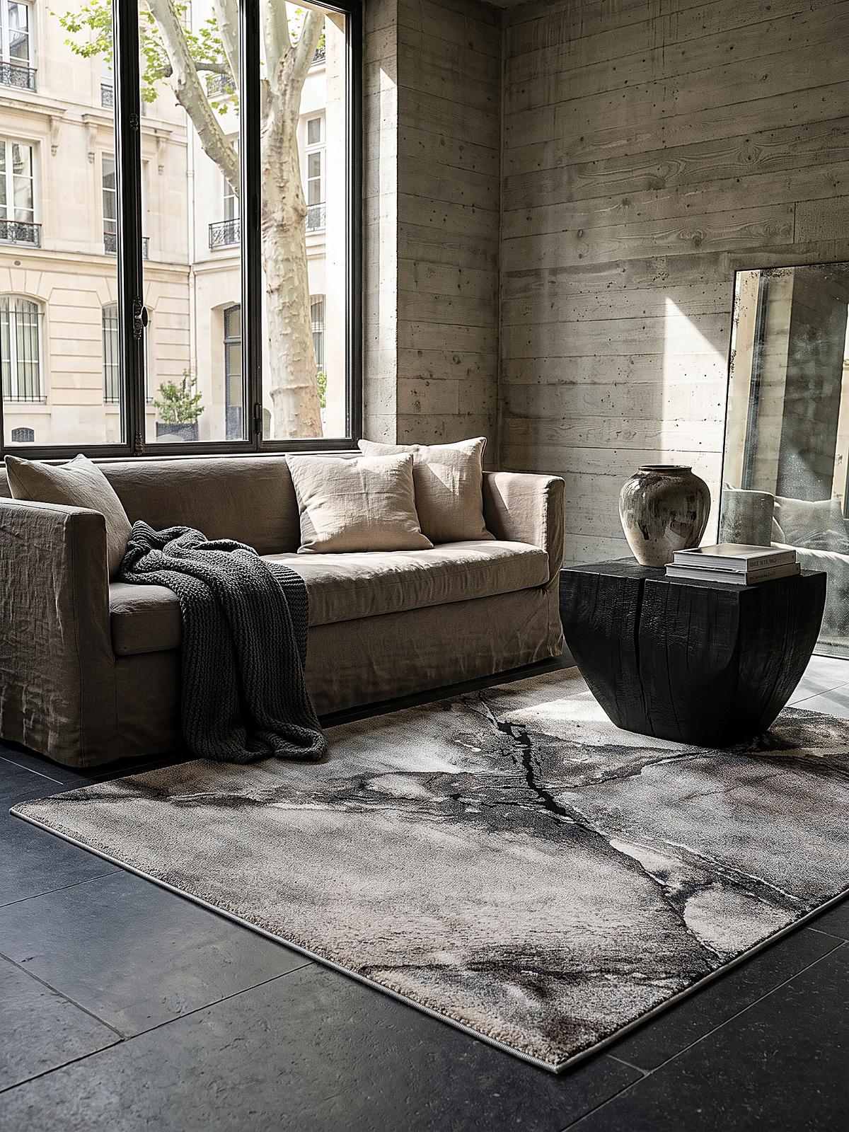 KURZFLORTEPPICH Abstrakt OGLIO Polypropylen Grau 120 x 170 cm - Grau, Textil (120/170cm) - KADIMA DESIGN
