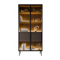 VITRINE LINEA LOFT mit LED-Beleuchtung Eiche + Schwarz - Eichefarben/Schwarz, Holzwerkstoff (82/195/39cm) - Lookway
