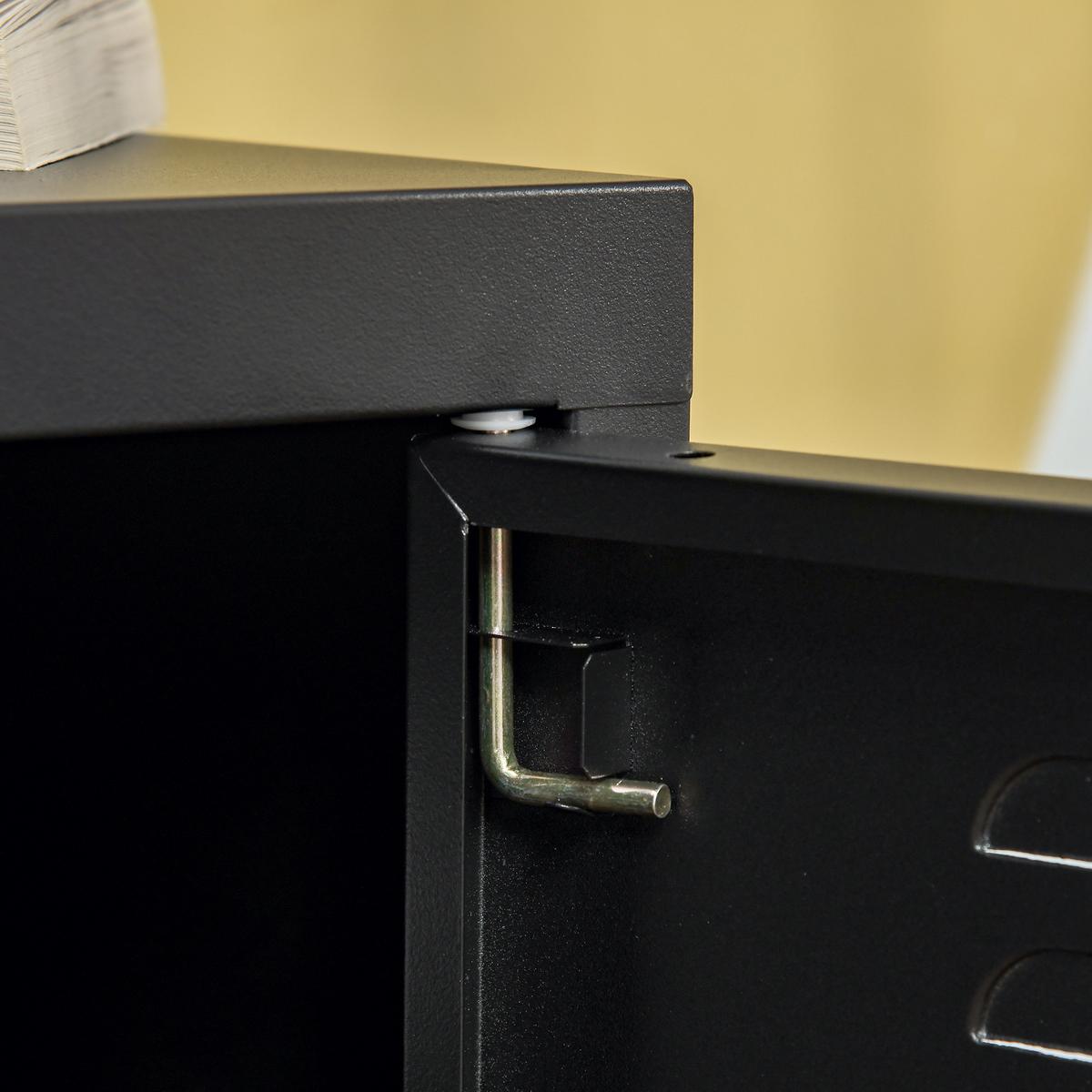 NACHTTISCH Nachtschrank Beistelltisch mit Regal Tür Industriedesign Metall - Schwarz, Metall (40/50/40cm) - HOMCOM