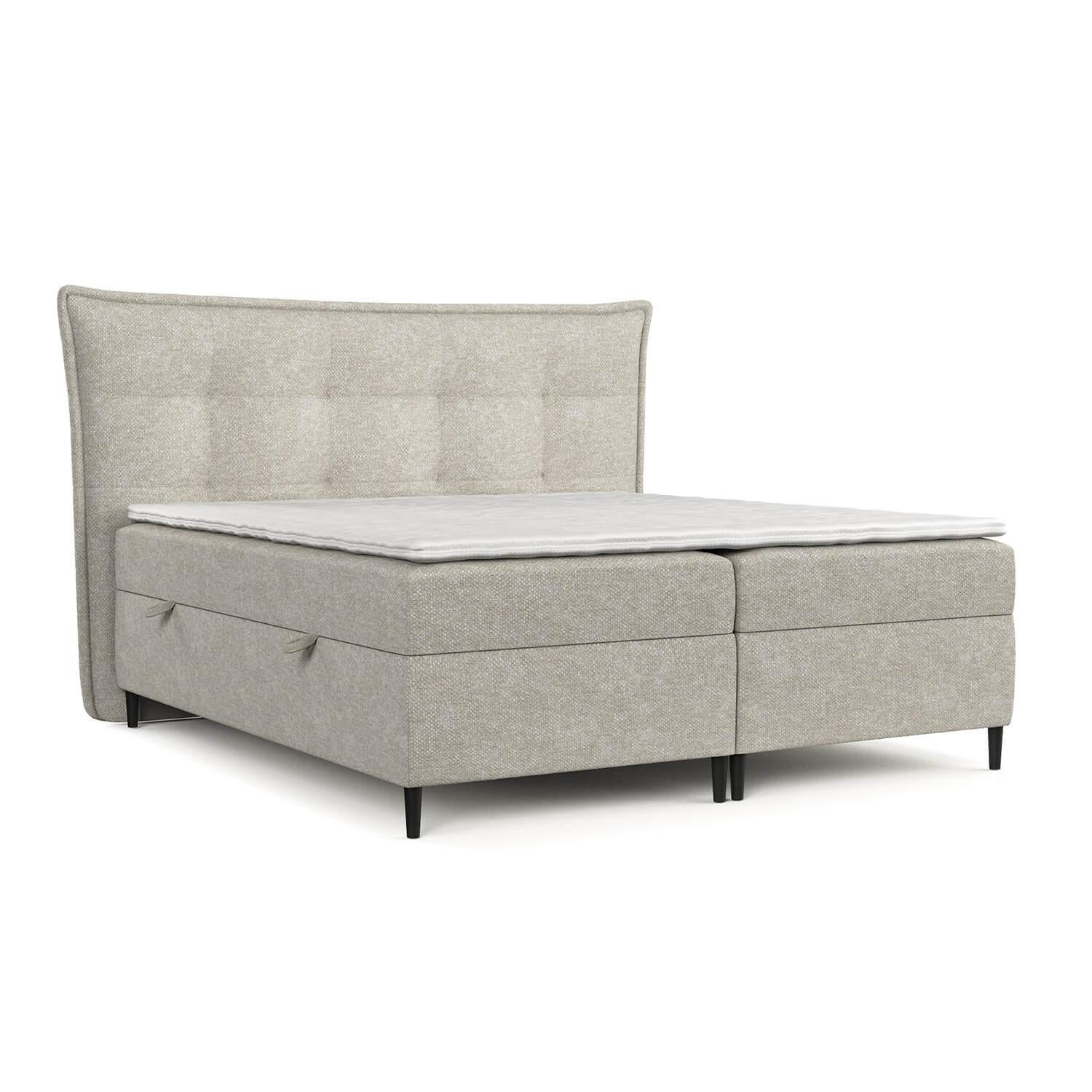 BOXBETT Las Palmas 160/200 cm Beige im Alta Stoff - Beige/Schwarz, Holz/Holzwerkstoff (160/200cm) - AltaBeds