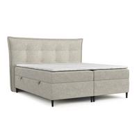 BOXBETT Las Palmas 160/200 cm Beige im Alta Stoff - Beige/Schwarz, Holz/Holzwerkstoff (160/200cm) - AltaBeds