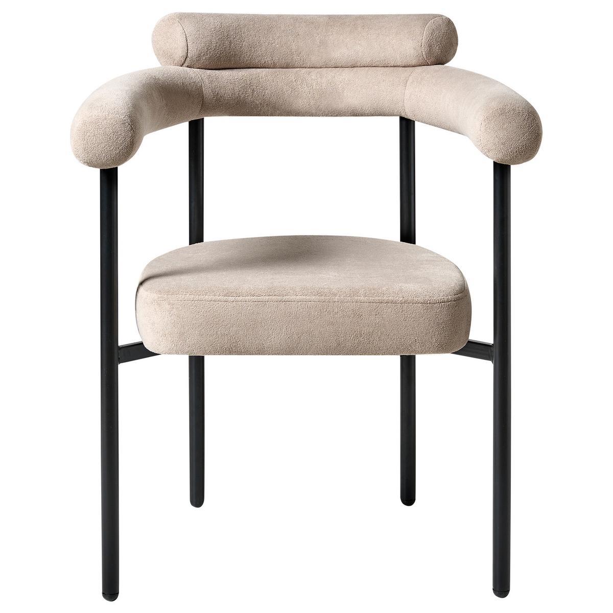ESSZIMMERSTUHL 2er-Set Stoff Beige Lyney - Beige, Textil (70/83/59cm) - Beliani