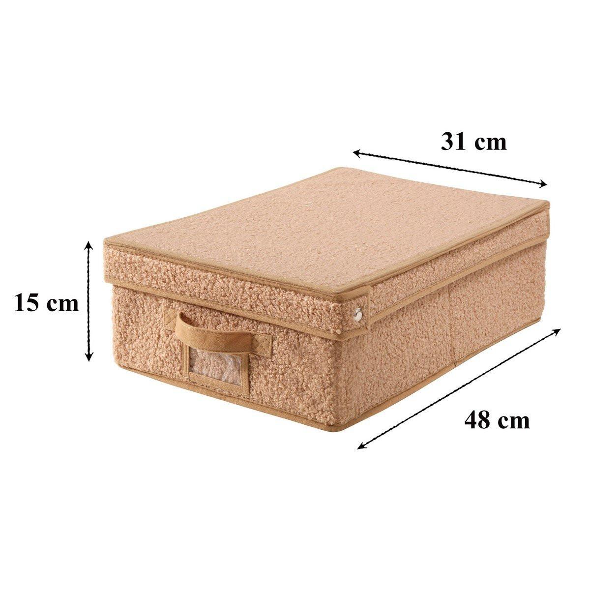 AUFBEWAHRUNGSBOX mit deckel aus bouclé-stoff in beige - 31,5/48/15 cm - Beige, Textil (31.5/48/15cm) - Calicosy