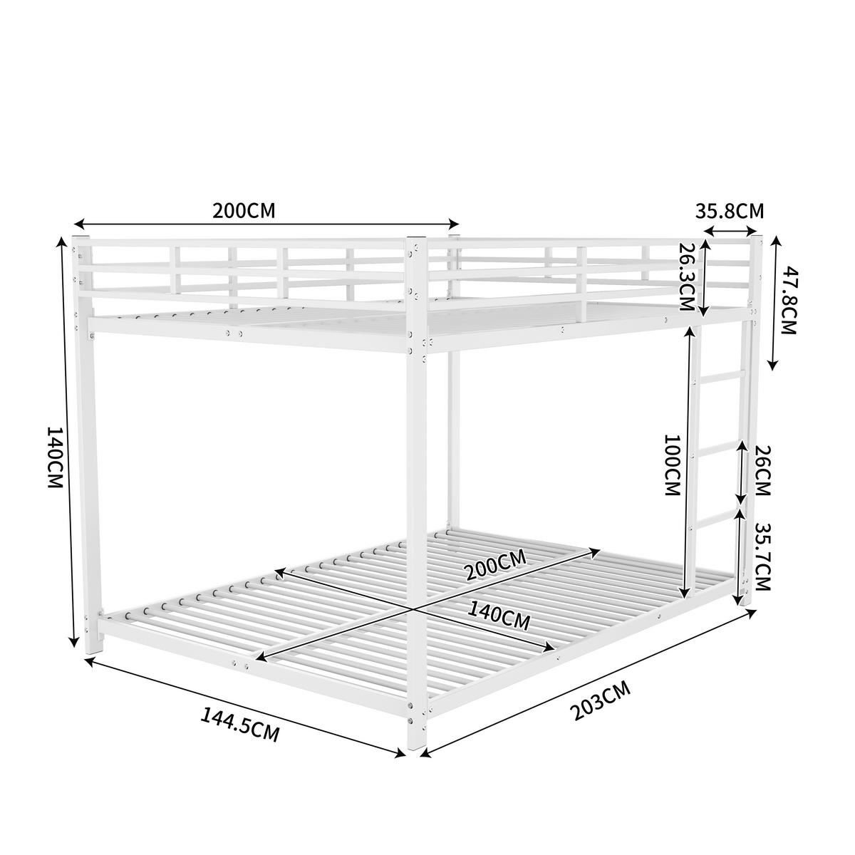 ETAGENBETT metall 140x200 kinderbett weiß - Weiß, Metall (140/200cm) - Urban Meuble