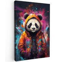 LEINWANDBILD Panda - Jacke - Graffiti - Orange Deko Groß 90x140 cm - Orange, Textil (90/140cm) - MuchoWow