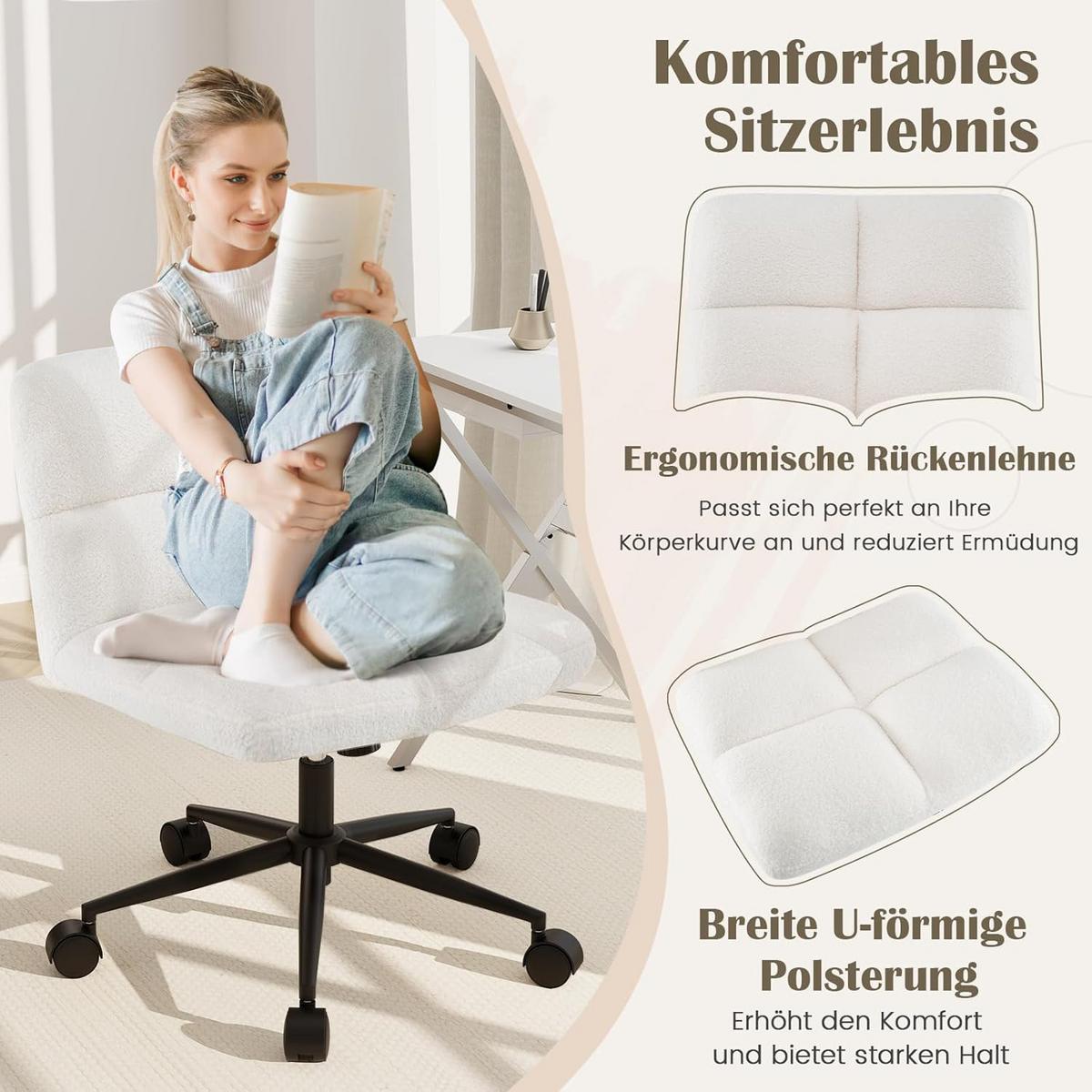BÜROSTUHL Beige - Beige, Textil (73/87/69cm) - COSTWAY