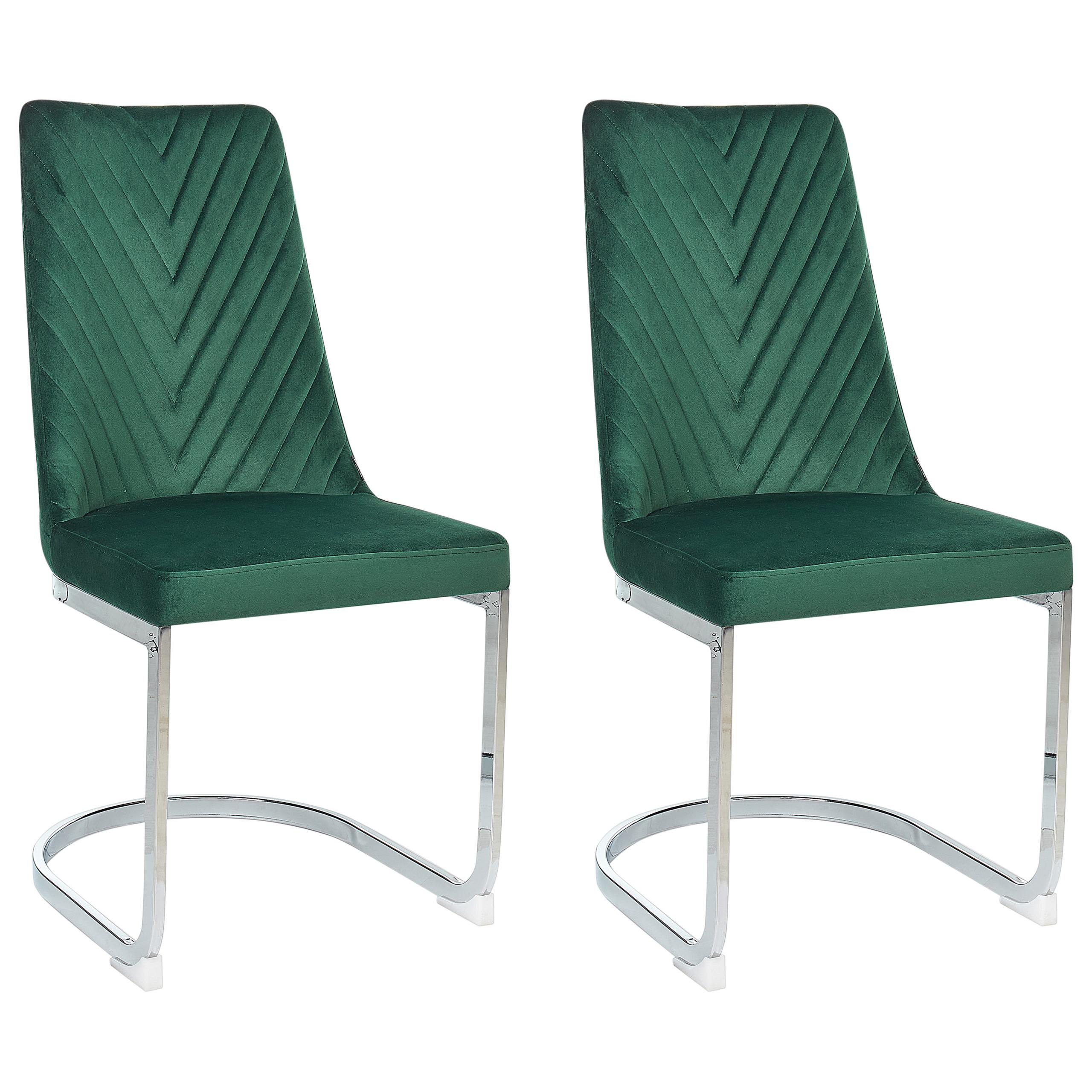 ESSZIMMERSTUHL 2er-Set Samtstoff Grün Altoona - Grün, Textil/Metall (45/94/55cm) - Beliani