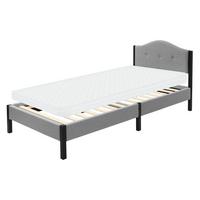POLSTERBETT 90x200 cm Grau Bettgestell mit Matratze und Lattenrost - Beige/Grau, Holz/Textil (90/200cm) - ML-DESIGN