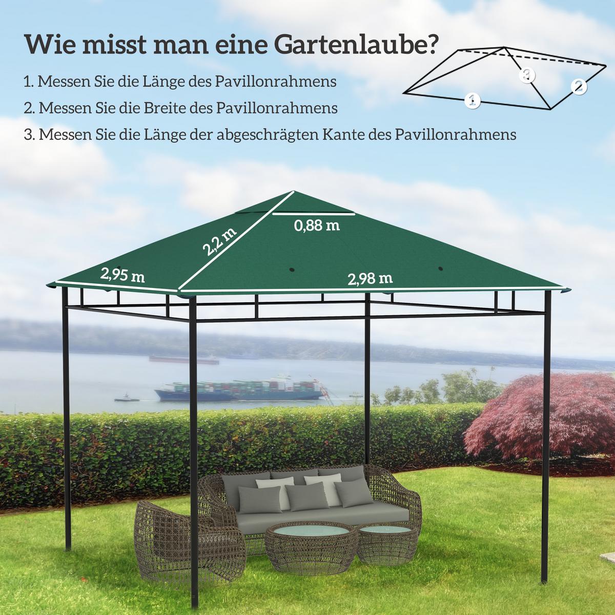 PAVILLONDACH, Polyester, Grün - Grün, Kunststoff (298/1/298cm) - Outsunny
