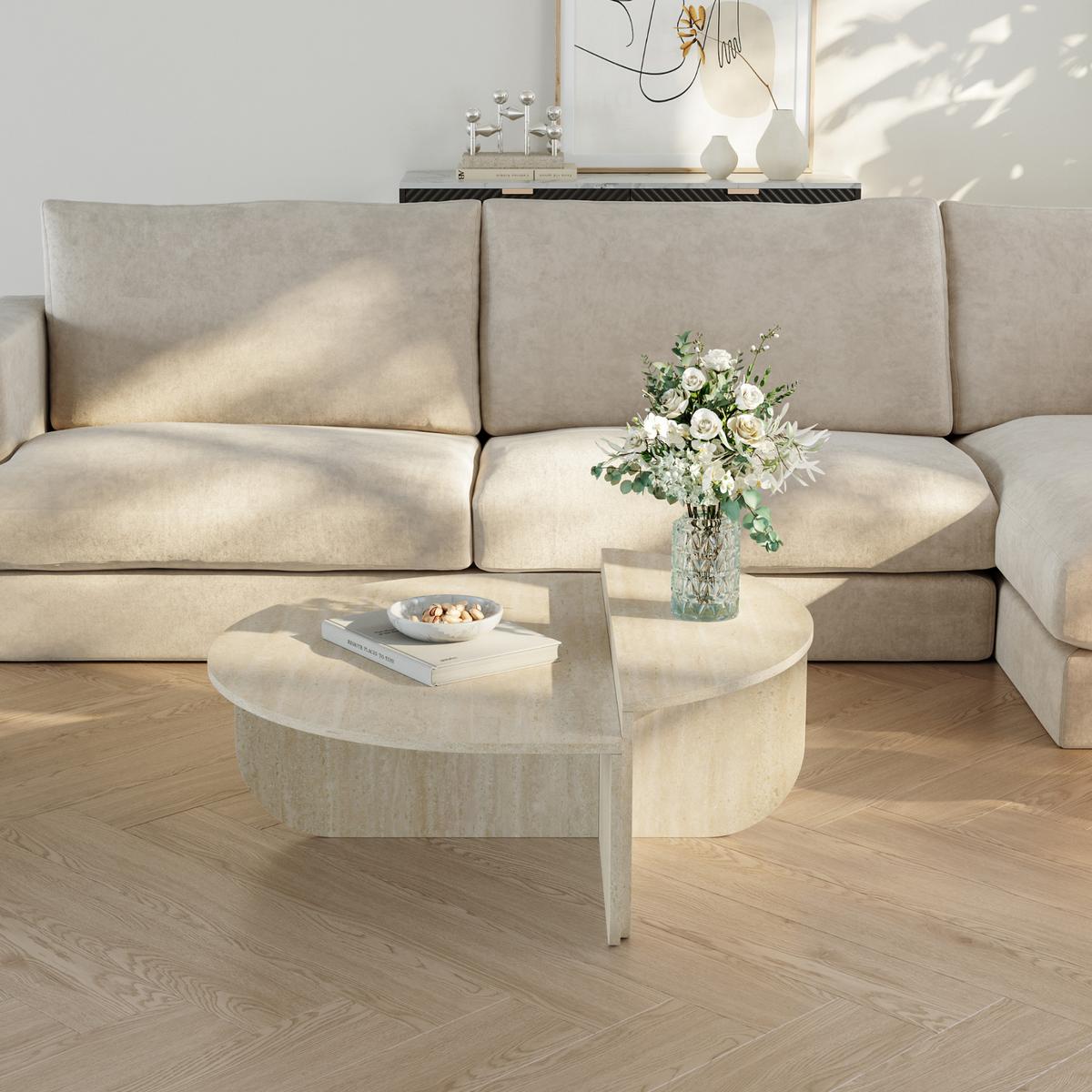 COUCHTISCH Tondesdaslo 90/90/35 cm - Beige, Holzwerkstoff (90/90/35cm) - [en.casa]