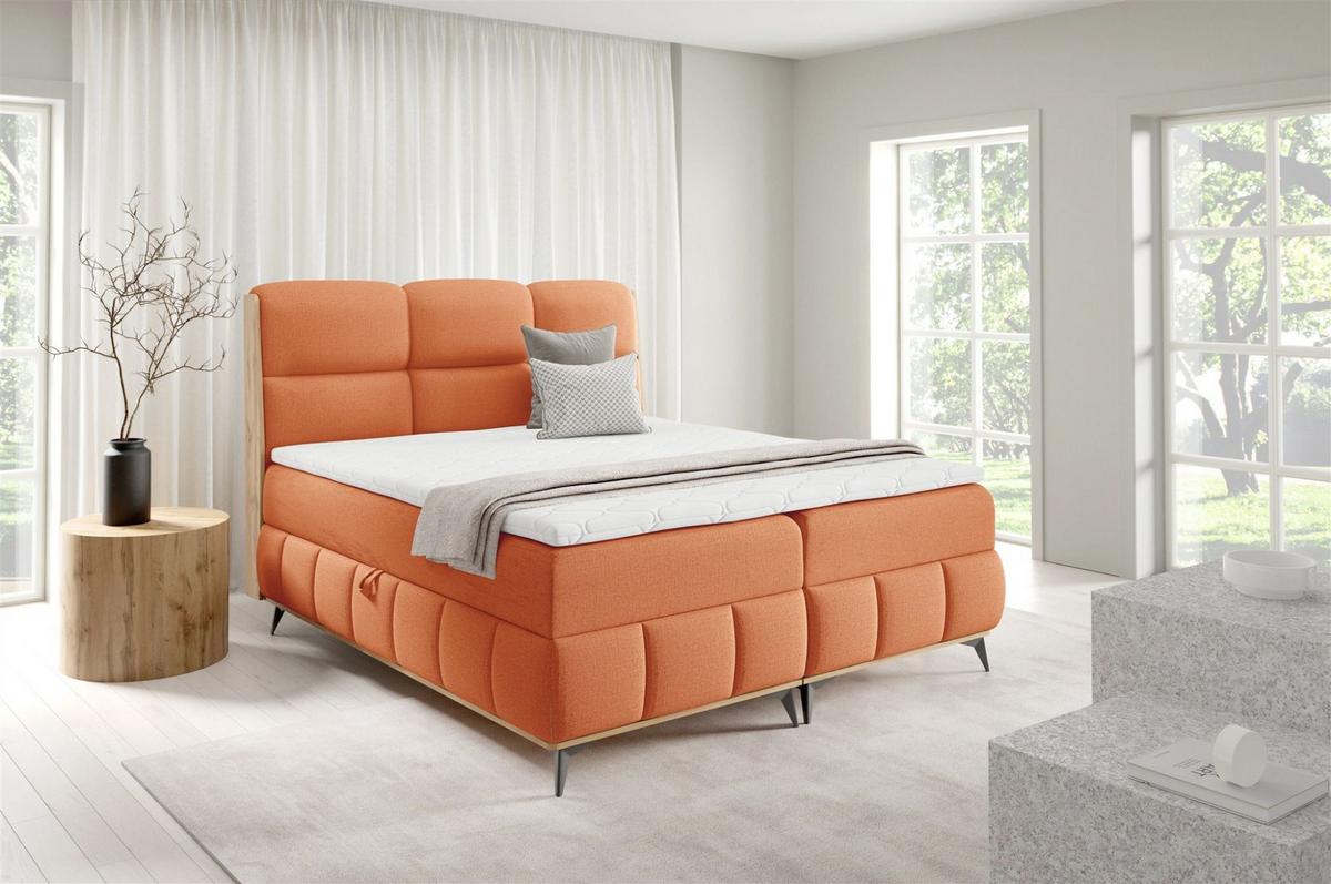 BOXBETT Charlie - Orange, Holzwerkstoff/Textil (160/200cm) - Fun Möbel