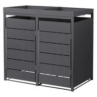 MÜLLTONNENBOX 2er mit Pflanzdach 240L 132x80x124 cm Anthrazit aus Stahl - Anthrazit, Metall (80/124/132cm) - ML-DESIGN