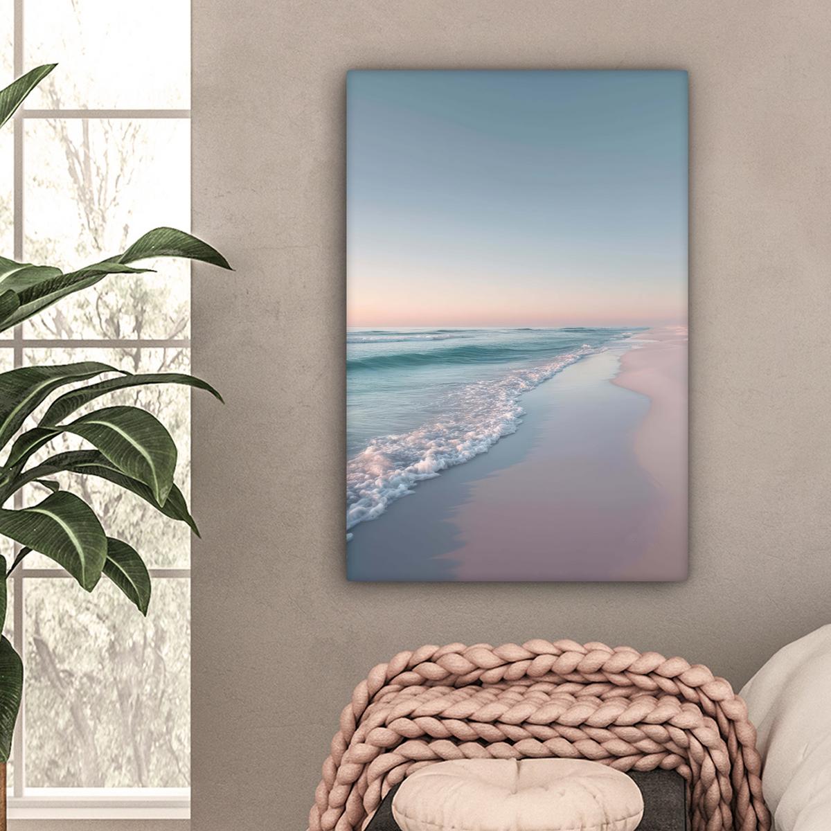 LEINWANDBILD Küstenlinie - Pastell - Wasser Wanddeko 40x60 cm - Pastellblau, Textil (40/60cm) - MuchoWow