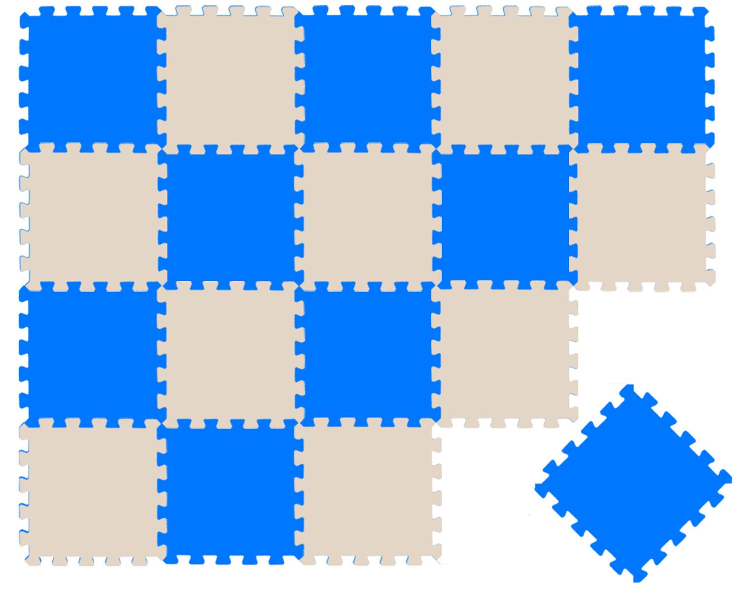 SPIELMATTE ab Null - 180/90/1 cm Puzzlematte Beige - Blau/Beige, Kunststoff (30/30cm) - Littletom