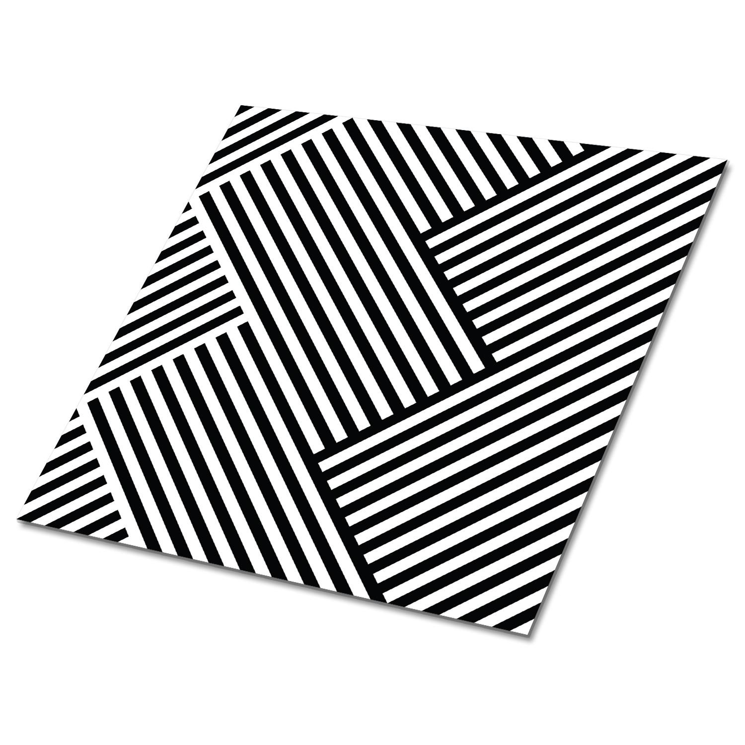 FLIESENAUFKLEBER 9 Stück 30x30 cm selbstklebend Geometrische Linien - Schwarz, Textil (30/1.6/30cm) - TULUP