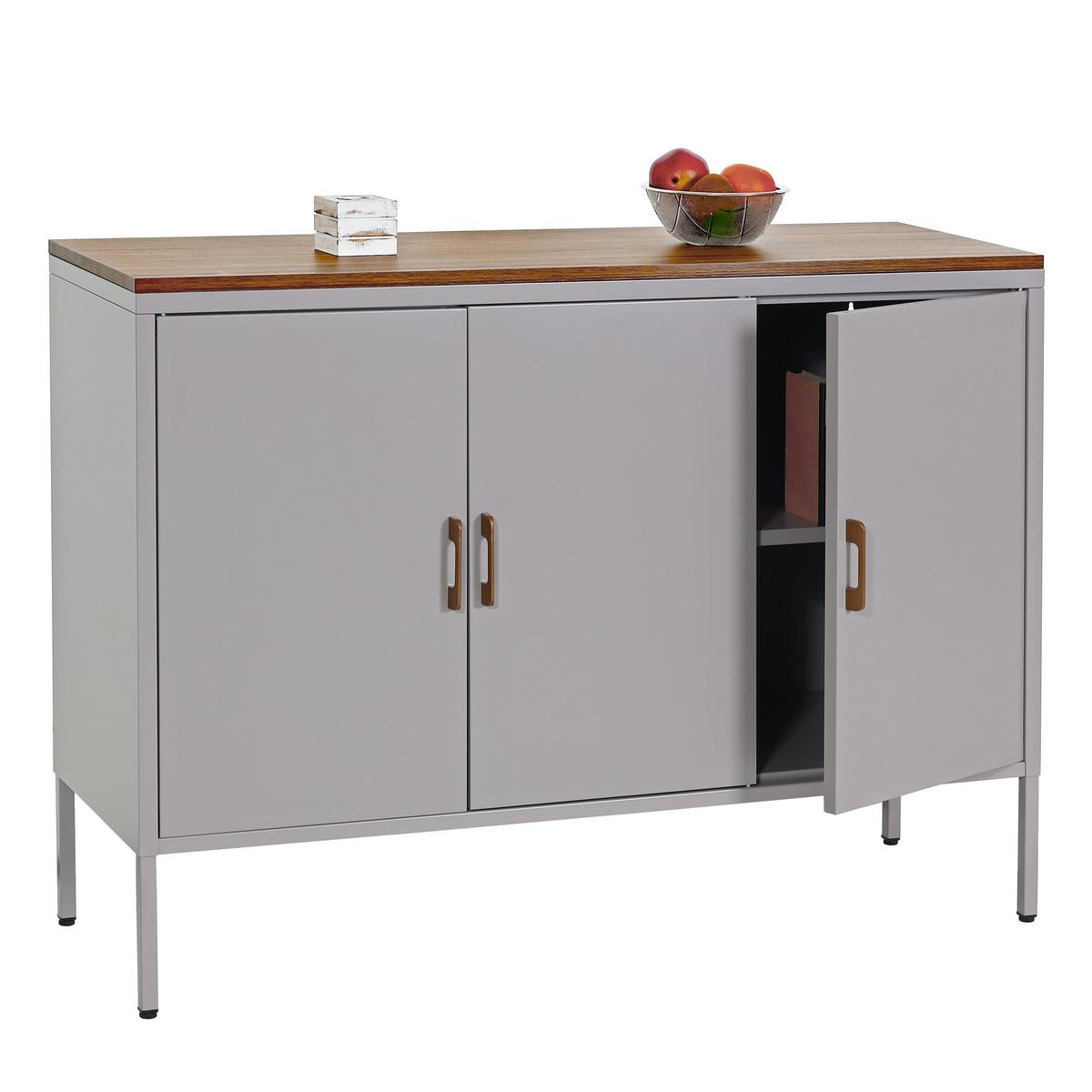 KOMMODE -3 Grau - Grau, Metall (120/90/40cm) - MCW