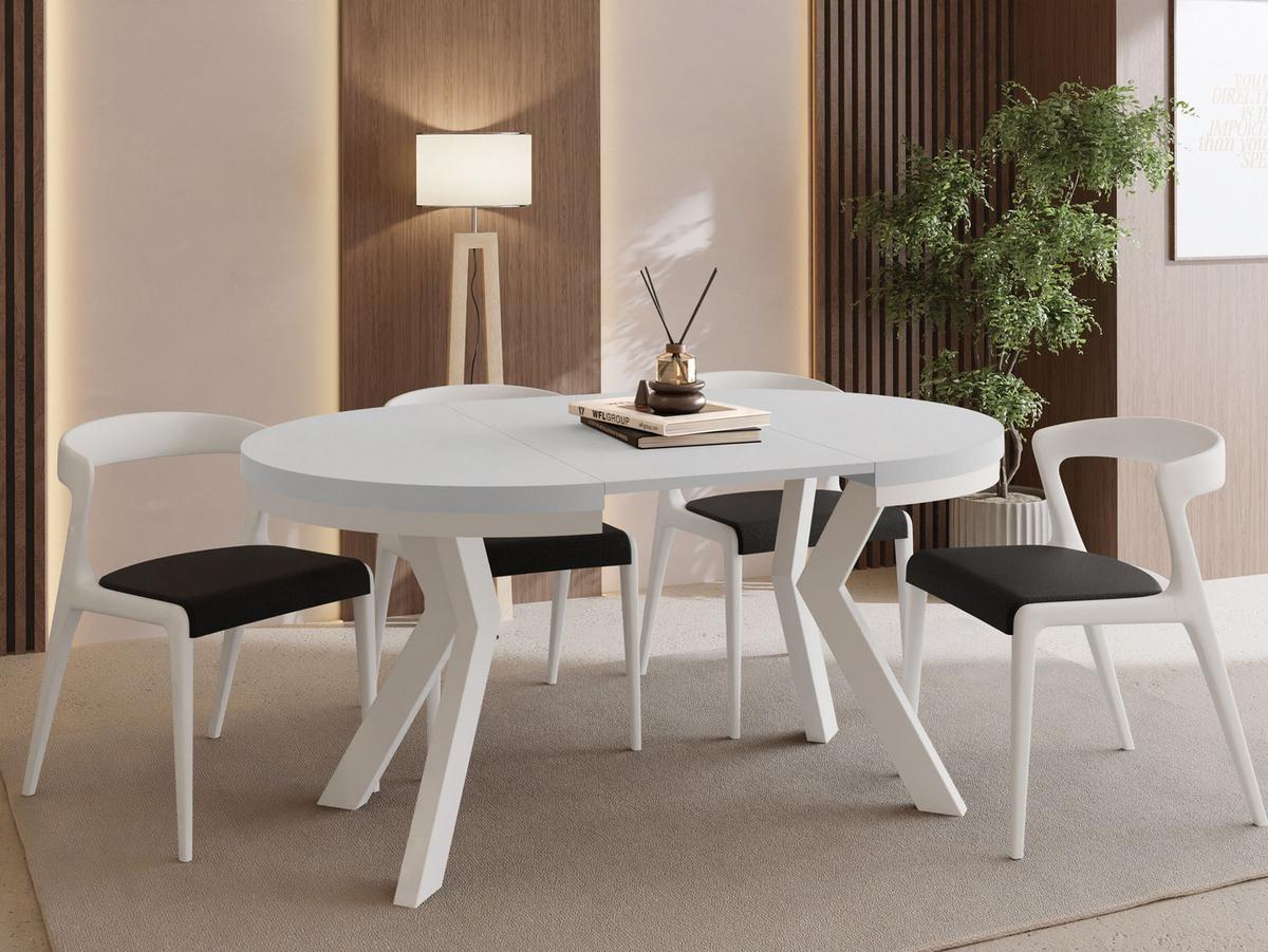 ESSTISCH Savio Weiß Neo rund ausziehbar verlängerbar, Weiß 80-130/80/77 cm - Weiß, Holz/Holzwerkstoff (80/130/77cm) - WFL GROUP