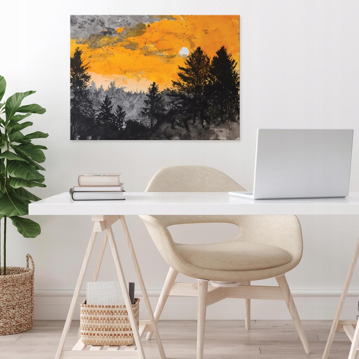 LEINWANDBILD Wald Arbres Orange 120x80 cm - Multicolor, Holzwerkstoff (120/80cm) - Wallarena