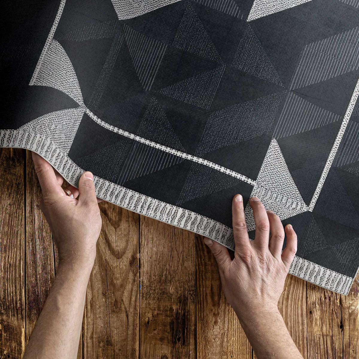 TEPPICH 150x225 cm Mosaik aus Geometrischen Formen Vintage Muster - Greige, Kunststoff (150/225cm) - Wallfluent