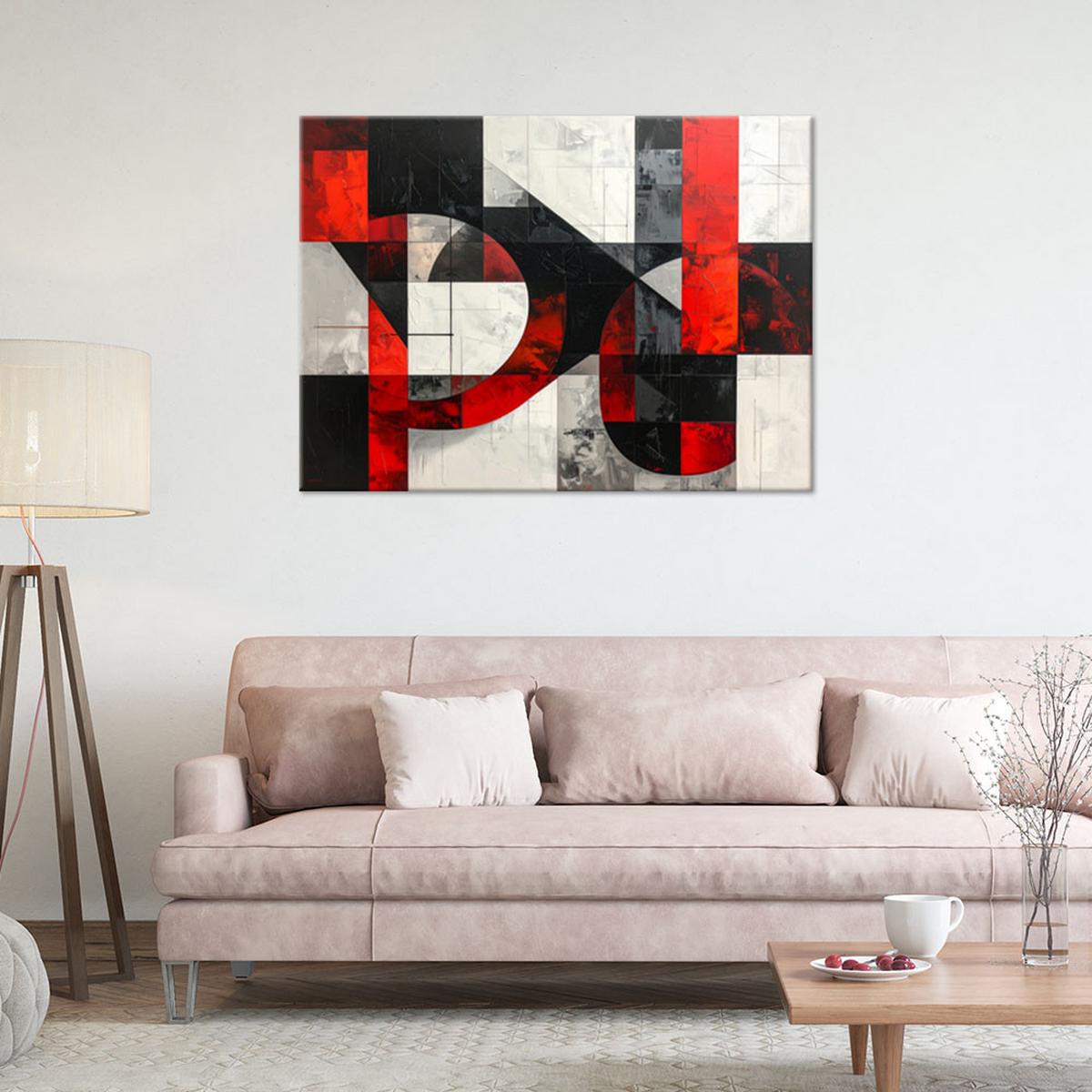 LEINWANDBILD 3D und geometrisch 120x80cm - Rot, Textil (120/80cm) - Feeby