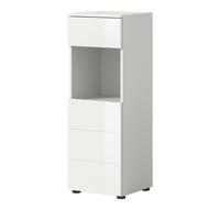 BADSCHRANK weiß Hochglanz 38 x 106 cm, Badezimmer Kommode mit Schubkasten - Weiß Hochglanz/Schwarz, Holzwerkstoff/Kunststoff (38/106/34cm) - Inn.Furn
