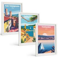 BILDER SET 3er Set - 40x60 cm Weißer Rahmen - Italienische Stadtlandschaften - Weiß, Kunststoff (40/60cm) - TULUP