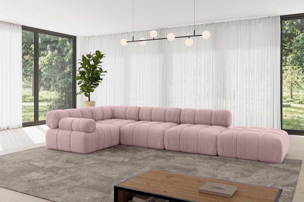 ECKSOFA modulares Sofa Felto-L2 - 380x190x70 cm Rosa Cord - Rosa, Holzwerkstoff/Textil (380/190cm) - ALTDECOR
