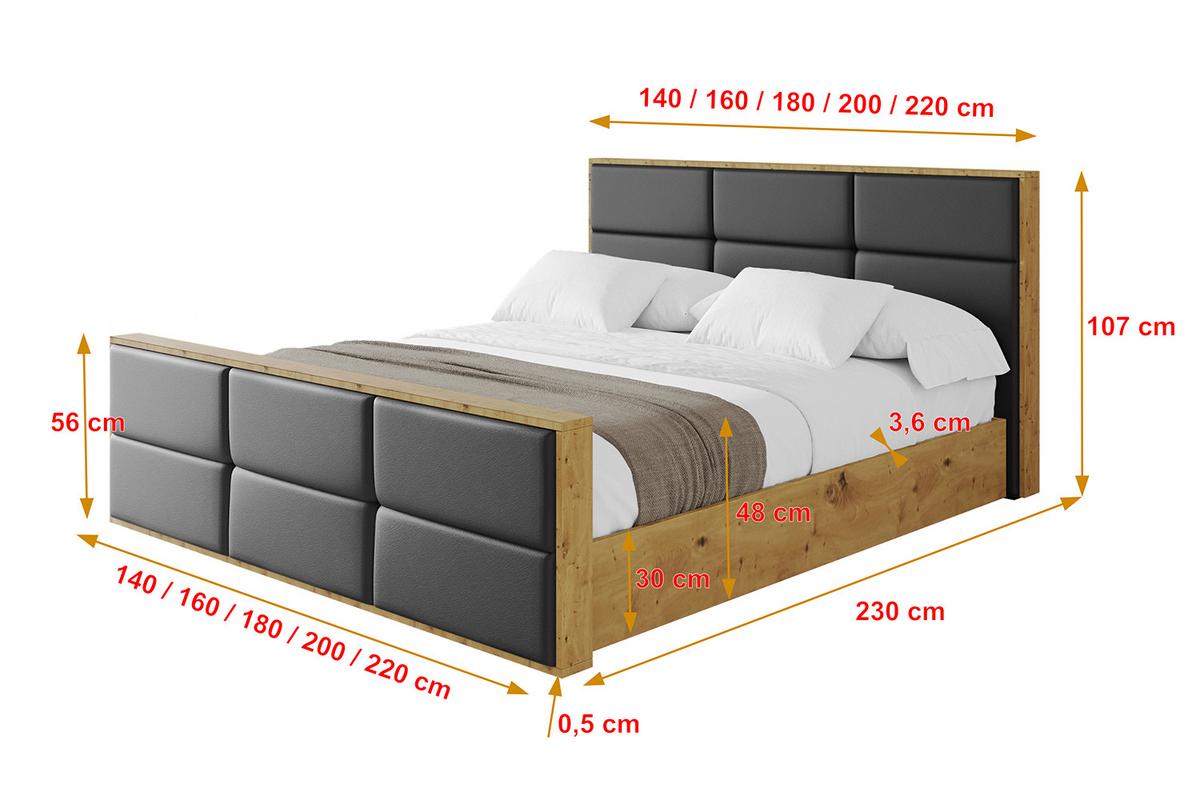 POLSTERBETT mit Bettkasten, Fußteil und Lattenrost, Boxbett ohne Matratze - ENZO1-Z 180x200 Schwarz Kunstleder - Schwarz Hochglanz, Holzwerkstoff/Textil (180/200cm) - ALTDECOR