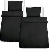 BETTBEZUG Meline 155x220cm + Kissenbezug 80x80cm Schwarz Seersucker (4tlg) - Schwarz, Textil (155/220cm) - Beautissu 
