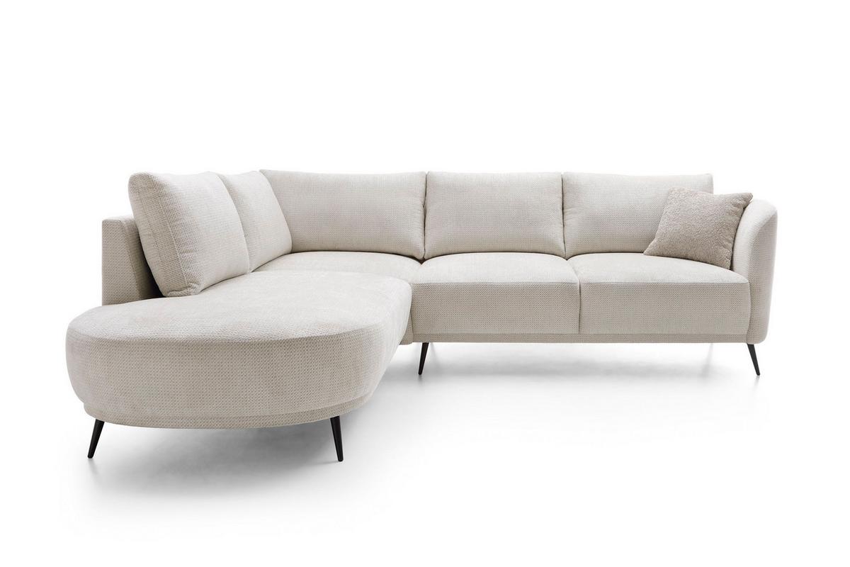 ECKSOFA ALPI Creme Chenille mit Schlaffunktion - Creme, Holz (262/220cm) - MASSENO