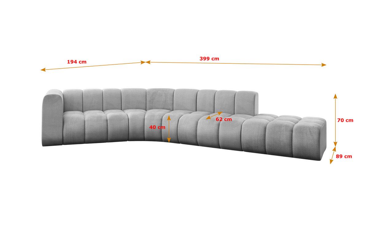 ECKSOFA modulares Sofa Tilmo-L1 - 399x194x70 cm Grau - Hellgrau, Holzwerkstoff/Textil (399/194cm) - ALTDECOR