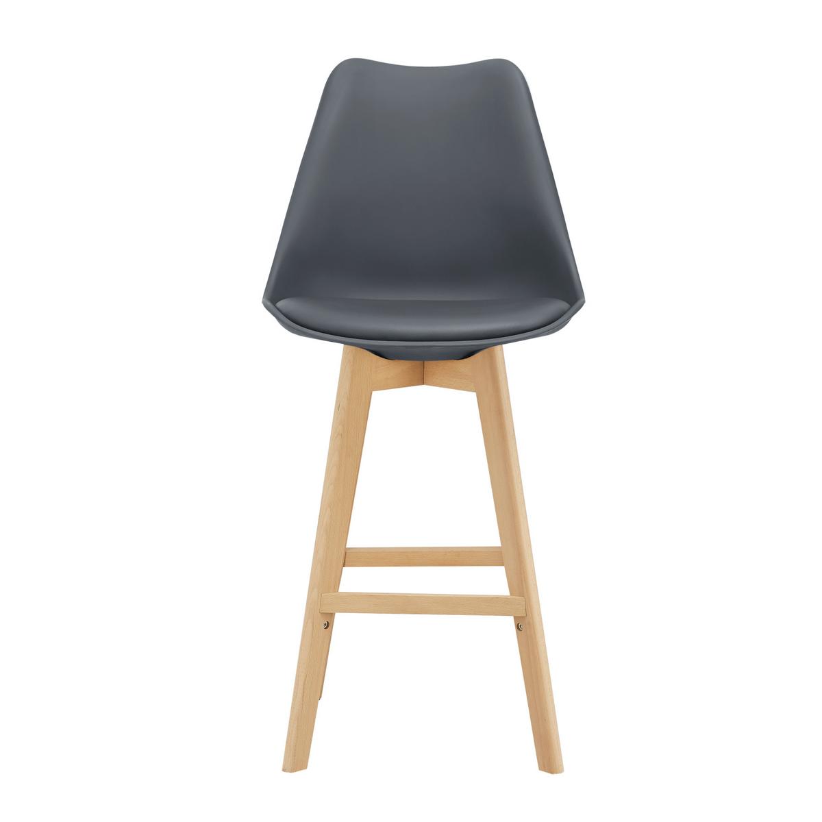 BARSTUHL Lublin 4er-Set - Grau, Leder (48/105/58cm) - [en.casa]