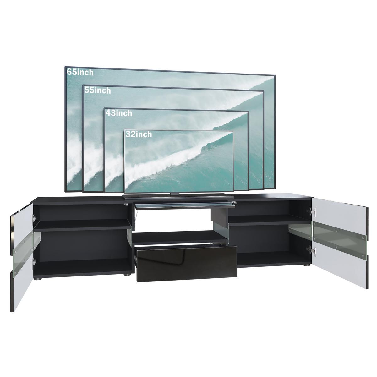 LOWBOARD Flow Schwarz - Schwarz Hochglanz, Holzwerkstoff (177/45/39cm) - Vladon