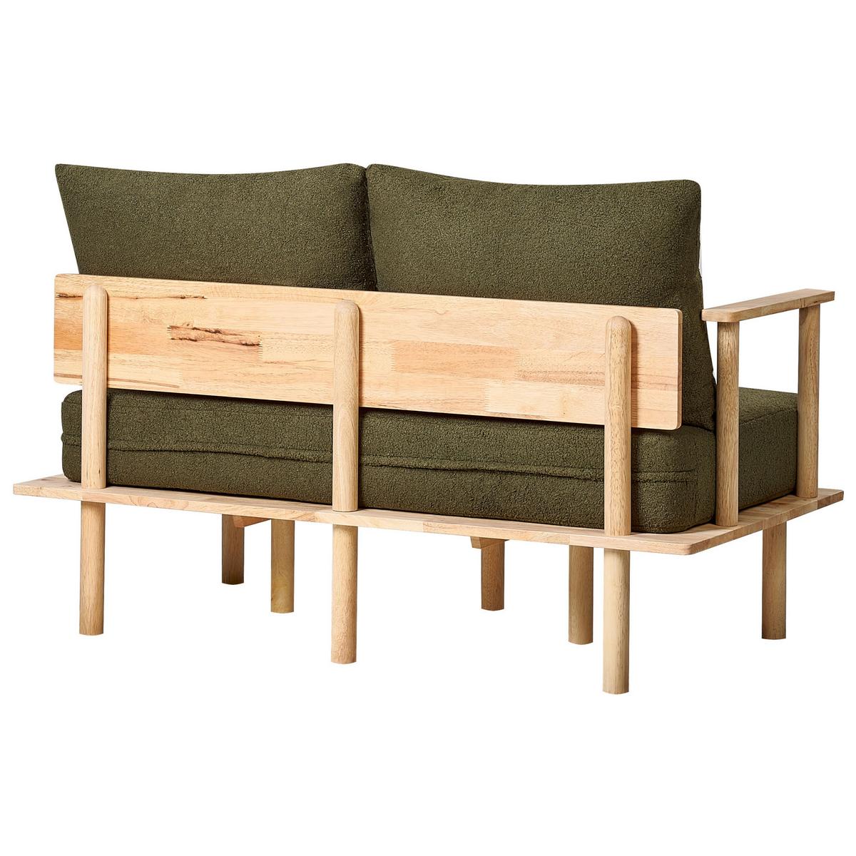 SOFA-SET 3-Sitzer Bouclé Dunkelgrün Asker - Dunkelgrün/Braun, Textil (133/87/74cm) - Beliani
