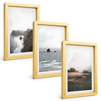 BILDER SET 3er Set - 20x30 cm Goldrahmen - Landschaften aus Bergen und Meer - Goldfarben, Kunststoff (20/30cm) - TULUP