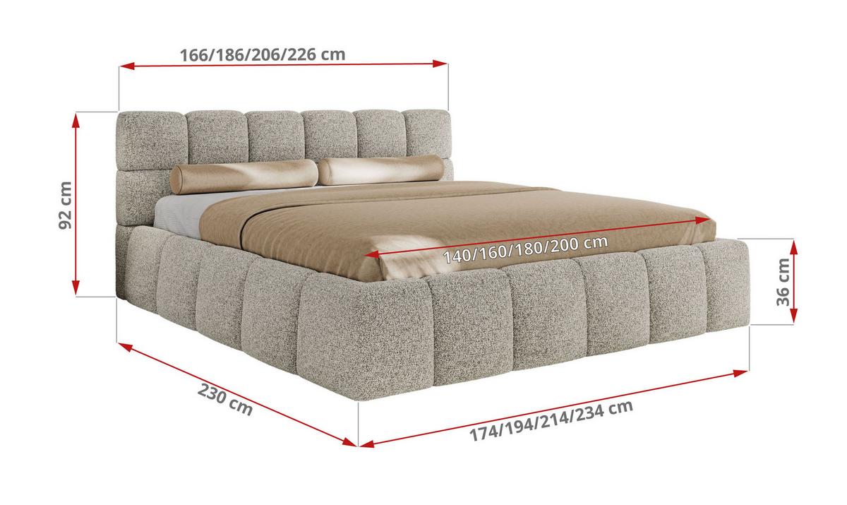 POLSTERBETT NIRA CLASSIC 160/200 - Hellgrau Strukture - Multipocket-Matratze - Hellgrau, Textil (160/200cm) - MKS