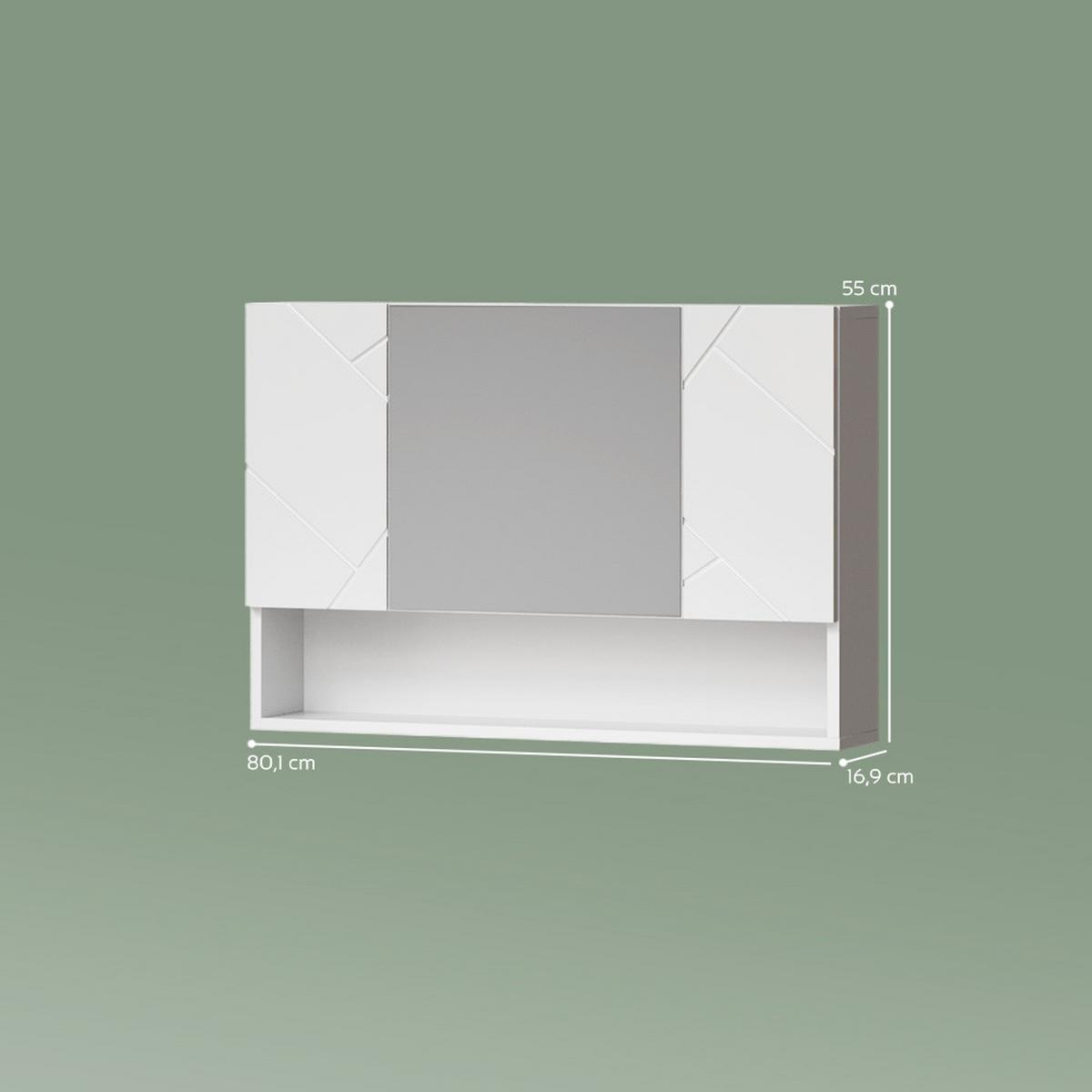 BADSPIEGELSCHRANK Ronco Weiß Hochglanz 80.1 x 55 cm - Weiß Hochglanz, Holzwerkstoff (80.1/55/17cm) - Livinity®