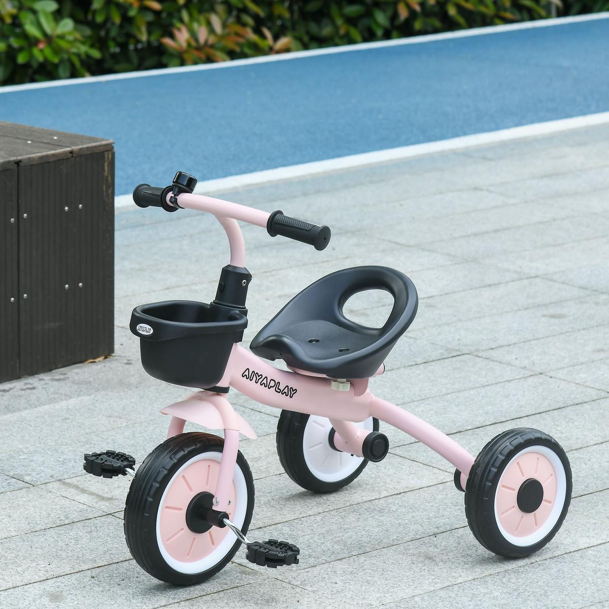 DREIRAD, Kinderfahrrad mit verstellbarer Sitz, Kinderrad für Kinder 2-5 Jahre - Rosa, Metall (70.5/53/58cm) - AIYAPLAY