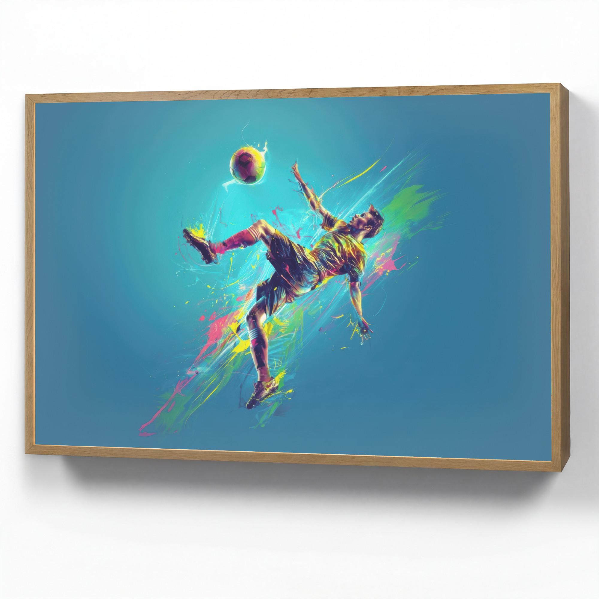 NACHTTISCHLAMPE MIT AKKU Fußballer - Farbspritzer - Farbenfroh - Ball 90x60 cm - Blau, Holzwerkstoff (8/90/60cm) - OnlyWow