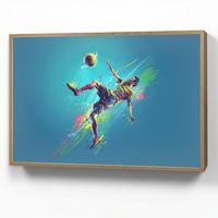 WANDLEUCHTE MIT AKKU Fußballer - Farbspritzer - Farbenfroh - Ball 100x70 cm - Blau, Holzwerkstoff (100/70/8cm) - OnlyWow