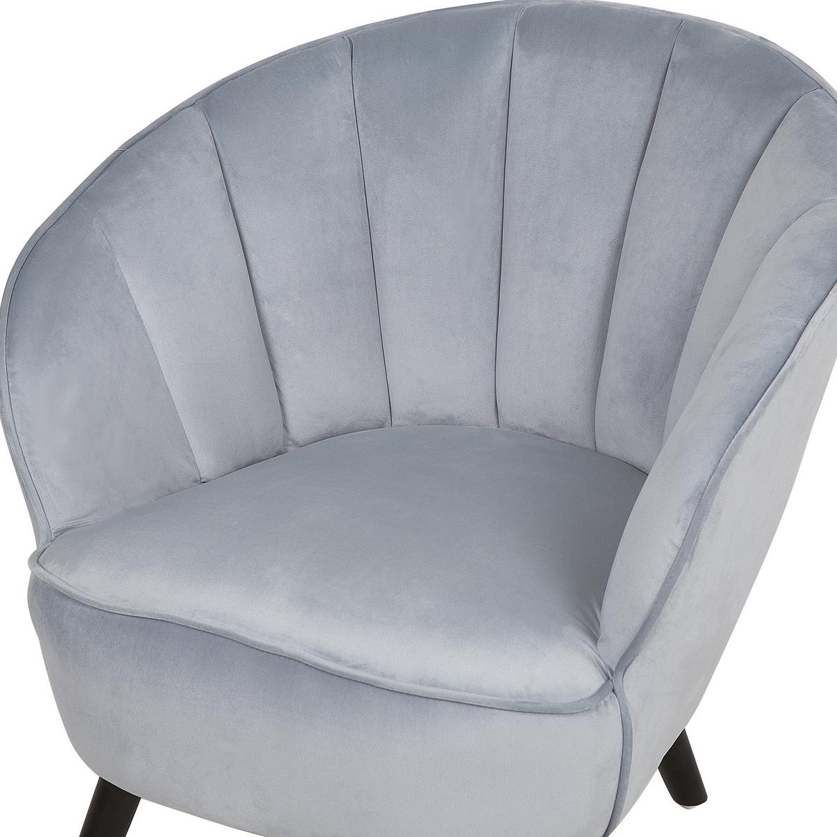 SESSEL Samtstoff Grau Dala - Grau, Holz/Textil (52/76/77cm) - Beliani