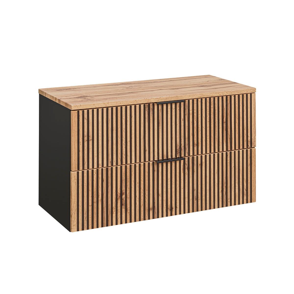 WASCHTISCH 100.6cm Gaia Holz in Eichenoptik und Schwarz - Schwarz, Holzwerkstoff (100.6/59/46cm) - Petits-meubles