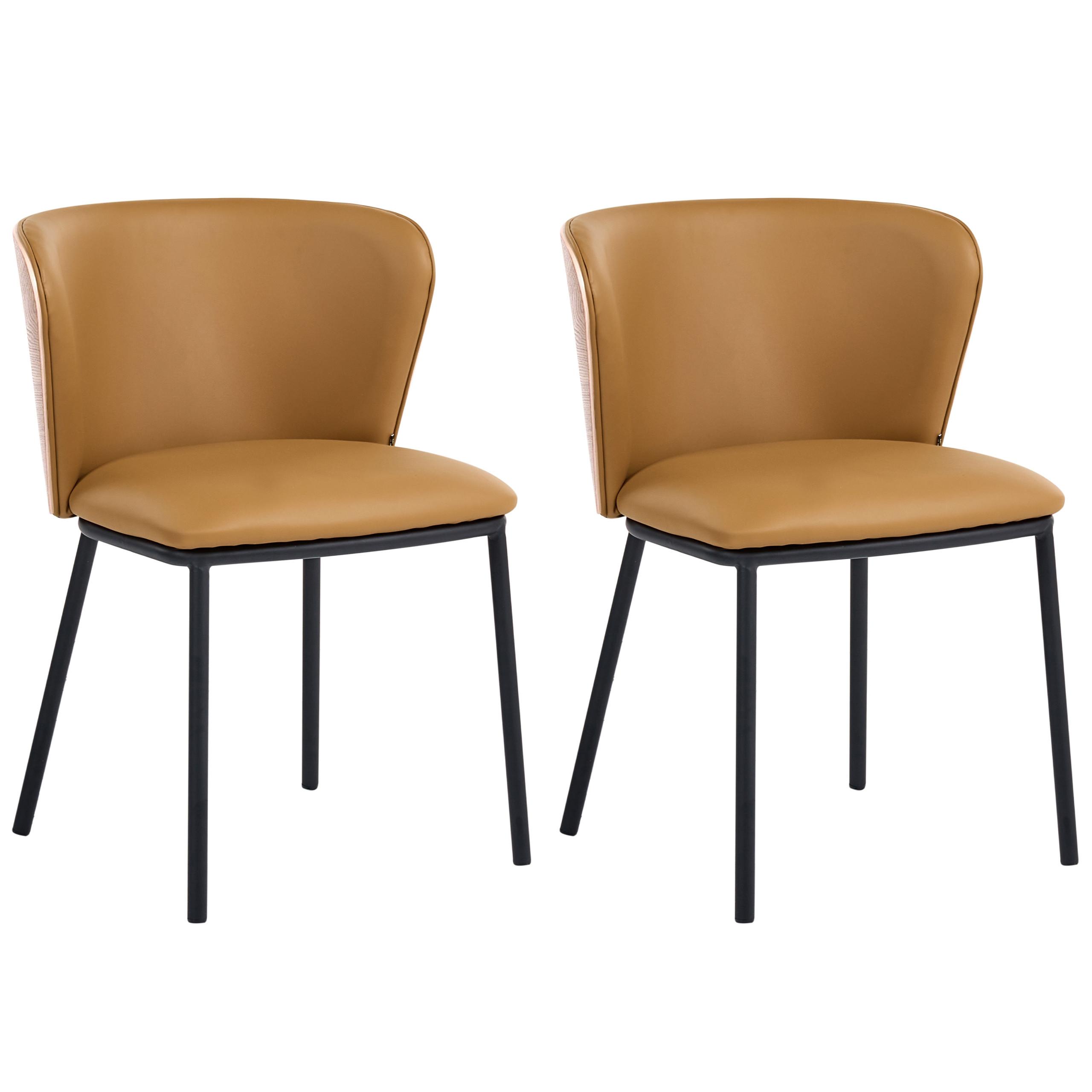 ESSZIMMERSTUHL 2er-Set Kunstleder Braun Hoskin - Braun, Kunststoff (53/75/56cm) - Beliani