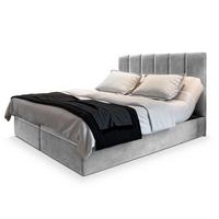 BOXBETT BARINO 180x200 cm mit Matratze und Topper - Hellgrau - Hellgrau, Holz (180/200cm) - MASSENO